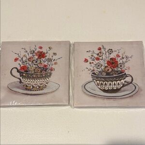 Floral Teacup Mini Canvas Wall Art Set